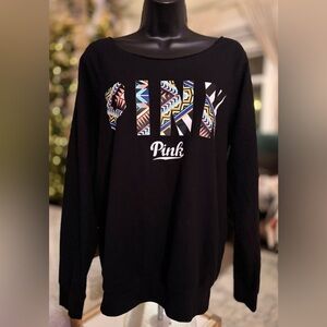 Victoria's Secret Black Sweater with Colorful Patterned Letters